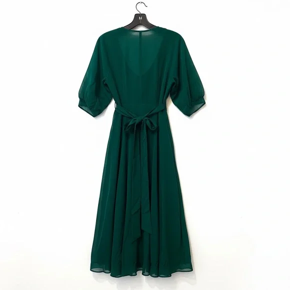 Reformation Winslow Short Sleeve Wrap Dress Emerald Green XS EUC - Picture 6 of 11